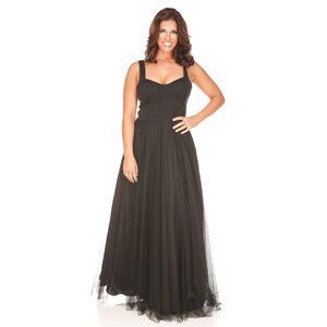 AIDAN MATTOX Black Corset Tulle Gown 12